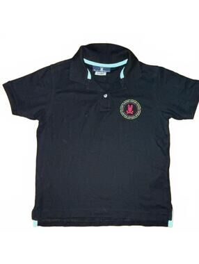 Psycho Bunny Kid's Black Polo-shirt sz M preppy casual